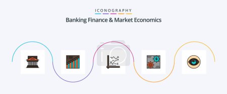 Téléchargez les illustrations : Banking Finance And Market Economics Line Filled Flat 5 Icon Pack Including chart. analytic. chart. analysis. sales - en licence libre de droit