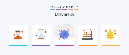 Illustration for University Flat 5 Icon Pack Including bell. education. math. abacus. Creative Icons Design - Royalty Free Image