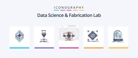 Téléchargez les illustrations : Data Science And Fabrication Lab Line Filled 5 Icon Pack Including mobile. data. laboratory. steel. fabrication. Creative Icons Design - en licence libre de droit