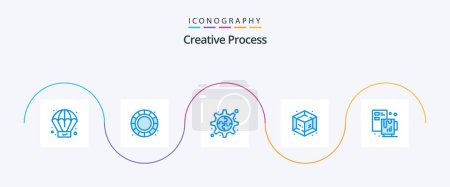 Téléchargez les illustrations : Creative Process Blue 5 Icon Pack Including . file. gear. coffee. creative - en licence libre de droit