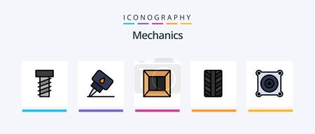 Ilustración de Mechanics Line Filled 5 Icon Pack Including . belt. mechanical. Creative Icons Design - Imagen libre de derechos