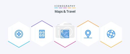 Illustration for Maps and Travel 25 Blue icon pack including . maze. . travel - Royalty Free Image