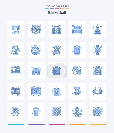 Téléchargez les illustrations : Creative Basketball 25 Blue icon pack  Such As sports ball. trophy. kit. award. score - en licence libre de droit