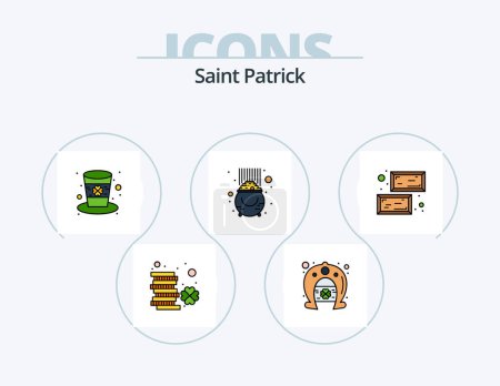 Ilustración de Saint Patrick Line Filled Icon Pack 5 Icon Design. gold. festival. cross. day. candy - Imagen libre de derechos