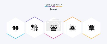 Illustration for Travel 25 Glyph icon pack including sign. jungle. butler. travel. camp - Royalty Free Image