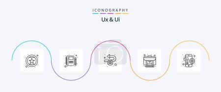 Téléchargez les illustrations : Ux And Ui Line 5 Icon Pack Including app. case. development. creator. article - en licence libre de droit