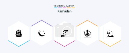 Illustration for Ramadan 25 Glyph icon pack including shahada. hands . islam . faith . - Royalty Free Image