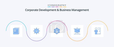 Ilustración de Corporate Development And Business Management Blue 5 Icon Pack Including personal. network. career. communication. ways - Imagen libre de derechos