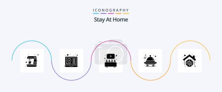 Ilustración de Stay At Home Glyph 5 Icon Pack Including stay. home. entertainment. food. watch - Imagen libre de derechos