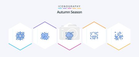 Téléchargez les illustrations : Autumn 25 Blue icon pack including cold. berries. cloud. autumn. cloud - en licence libre de droit