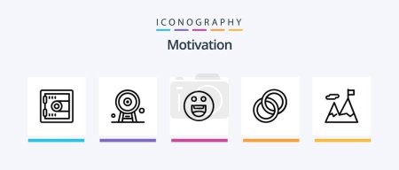 Téléchargez les illustrations : Motivation Line 5 Icon Pack Including wheel. boat. movie. motivation. text. Creative Icons Design - en licence libre de droit