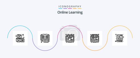 Illustration for Online Learning Line 5 Icon Pack Including learning. e-learning. online study. elearning. online - Royalty Free Image