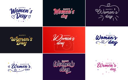Ilustración de Pink Happy Women's Day typographical design elements for use in international women's day concept minimalistic design; vector illustration - Imagen libre de derechos