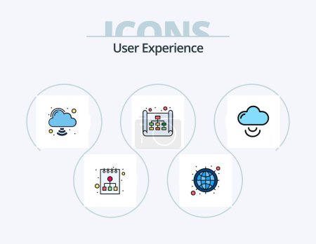 Ilustración de User Experience Line Filled Icon Pack 5 Icon Design. view. laptop. customer. computer. media - Imagen libre de derechos