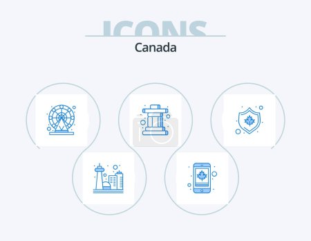 Téléchargez les illustrations : Canada Blue Icon Pack 5 Icon Design. leaf. rock. canada. native. inuit - en licence libre de droit