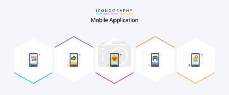 Ilustración de Mobile Application 25 Flat icon pack including gps. mobile. app. game. app - Imagen libre de derechos