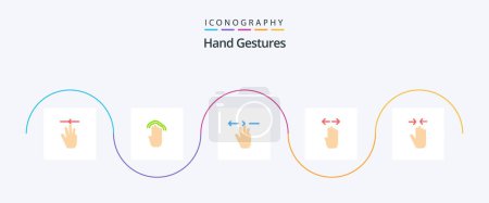 Téléchargez les illustrations : Hand Gestures Flat 5 Icon Pack Including right. finger. multiple tap. hand. three fingers - en licence libre de droit