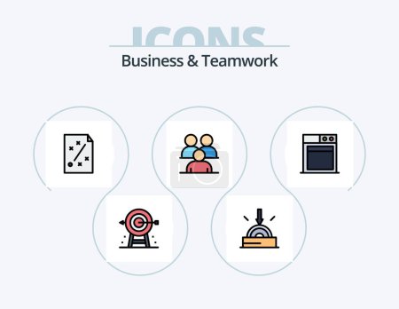 Téléchargez les illustrations : Business And Teamwork Line Filled Icon Pack 5 Icon Design. strategy. business. group. presentation. corporate - en licence libre de droit