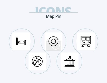 Téléchargez les illustrations : Map Pin Line Icon Pack 5 Icon Design. . law. healthcare. judge. tent - en licence libre de droit