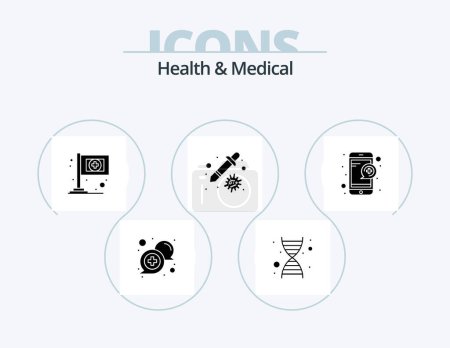 Téléchargez les illustrations : Health And Medical Glyph Icon Pack 5 Icon Design. question. medical. assistance. virus. healthcare - en licence libre de droit