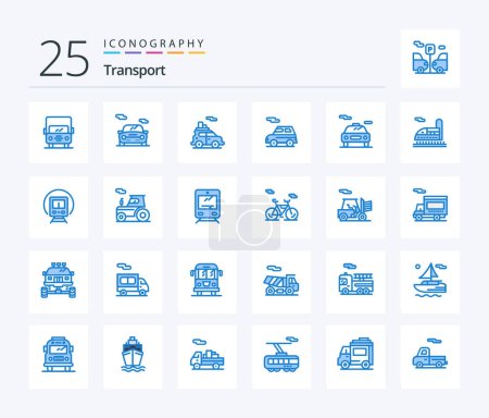 Illustration for Transport 25 Blue Color icon pack including transport. train. car. cortege. transport - Royalty Free Image