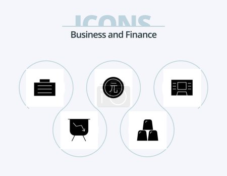 Ilustración de Finance Glyph Icon Pack 5 Icon Design. . atm. finance. value. currency - Imagen libre de derechos