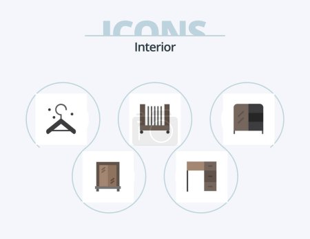 Téléchargez les illustrations : Interior Flat Icon Pack 5 Icon Design. . . hanger. wardrobe. furniture - en licence libre de droit