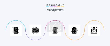 Illustration for Management Glyph 5 Icon Pack Including active learning. planning. clock. plan. business plan - Royalty Free Image