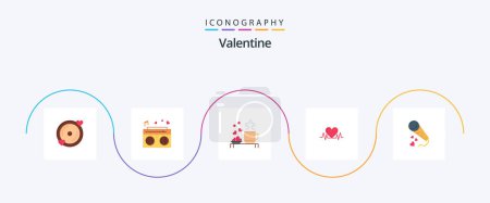 Illustration for Valentine Flat 5 Icon Pack Including cup. love. radio. day. valentine - Royalty Free Image