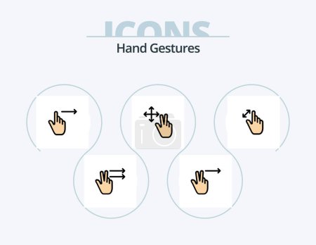 Ilustración de Hand Gestures Line Filled Icon Pack 5 Icon Design. gestures. up. hand. hand. finger - Imagen libre de derechos