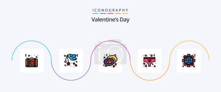 Illustration for Valentines Day Line Filled Flat 5 Icon Pack Including globe. underpants. letter. love. messages - Royalty Free Image