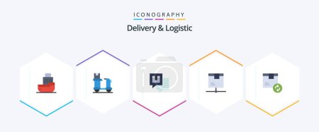Téléchargez les illustrations : Delivery And Logistic 25 Flat icon pack including network. delivery. logistic. shipping. feedback - en licence libre de droit