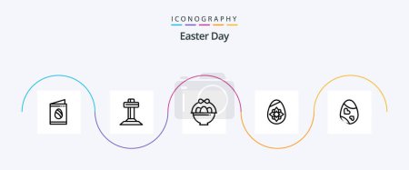 Téléchargez les illustrations : Easter Line 5 Icon Pack Including easter. bird. basket. egg. easter - en licence libre de droit