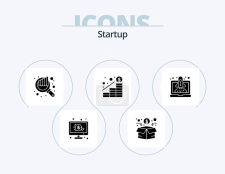 Ilustración de Startup Glyph Icon Pack 5 Icon Design. launching. money. audit. profit. growth - Imagen libre de derechos