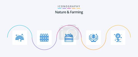 Ilustración de Nature And Farming Blue 5 Icon Pack Including nature. garden. agriculture. farming. vegetables - Imagen libre de derechos