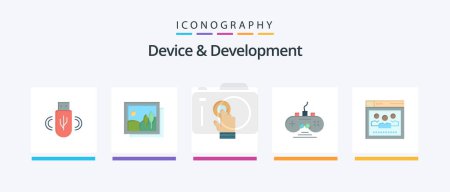 Illustration for Device And Development Flat 5 Icon Pack Including network . game pad. toch. game controller. controller. Creative Icons Design - Royalty Free Image