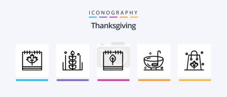 Téléchargez les illustrations : Thanksgiving Line 5 Icon Pack Including rainy. cloud. shopping. leaf. canada. Creative Icons Design - en licence libre de droit