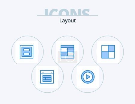Illustration for Layout Blue Icon Pack 5 Icon Design. draw. create. ui. two. layout - Royalty Free Image