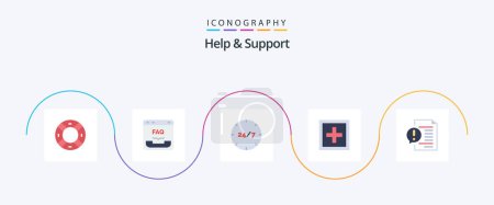 Téléchargez les illustrations : Help And Support Flat 5 Icon Pack Including information. help. faq. service. customer - en licence libre de droit