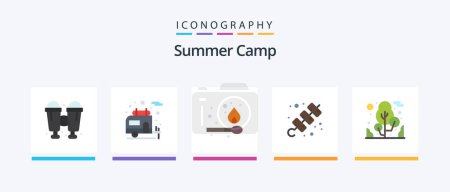 Illustration for Summer Camp Flat 5 Icon Pack Including . camping. match. tree. travel. Creative Icons Design - Royalty Free Image