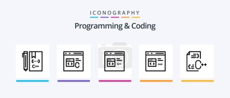 Téléchargez les illustrations : Programming And Coding Line 5 Icon Pack Including coding. c. file. file. develop. Creative Icons Design - en licence libre de droit