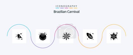 Téléchargez les illustrations : Brazilian Carnival Glyph 5 Icon Pack Including . flower. flower. rose. feather - en licence libre de droit