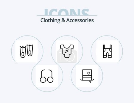Téléchargez les illustrations : Clothing and Accessories Line Icon Pack 5 Icon Design. pants. braces. bag. baby. baggage - en licence libre de droit