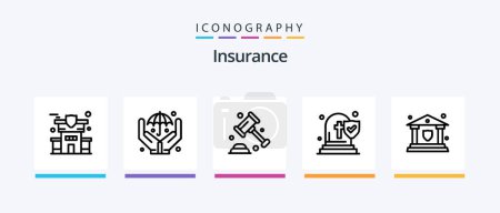 Illustration for Insurance Line 5 Icon Pack Including policy. document. security. box. protection. Creative Icons Design - Royalty Free Image