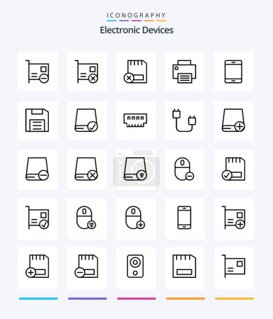 Illustration for Creative Devices 25 OutLine icon pack  Such As gadget. computers. hardware. printer. gadget - Royalty Free Image