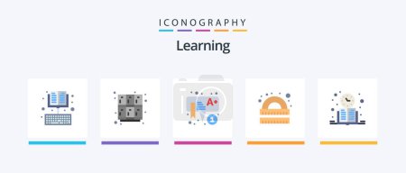 Téléchargez les illustrations : Learning Flat 5 Icon Pack Including ruler. geometry. open. drawing. learning. Creative Icons Design - en licence libre de droit
