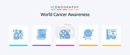 Illustration for World Cancer Awareness Blue 5 Icon Pack Including machine. cause. awareness. ribbon. awareness ribbon. Creative Icons Design - Royalty Free Image