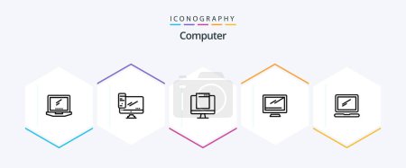 Illustration for Computer 25 Line icon pack including monitor. popup. device. imac. monitor - Royalty Free Image