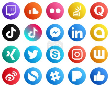 Téléchargez les illustrations : 20 Social Media Icons for Your Marketing such as messenger. china. stock. video and tiktok icons. Minimalist and high resolution - en licence libre de droit