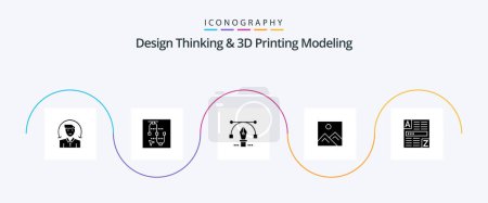 Illustration for Design Thinking And D Printing Modeling Glyph 5 Icon Pack Including browser. image. arrow. picture. education - Royalty Free Image